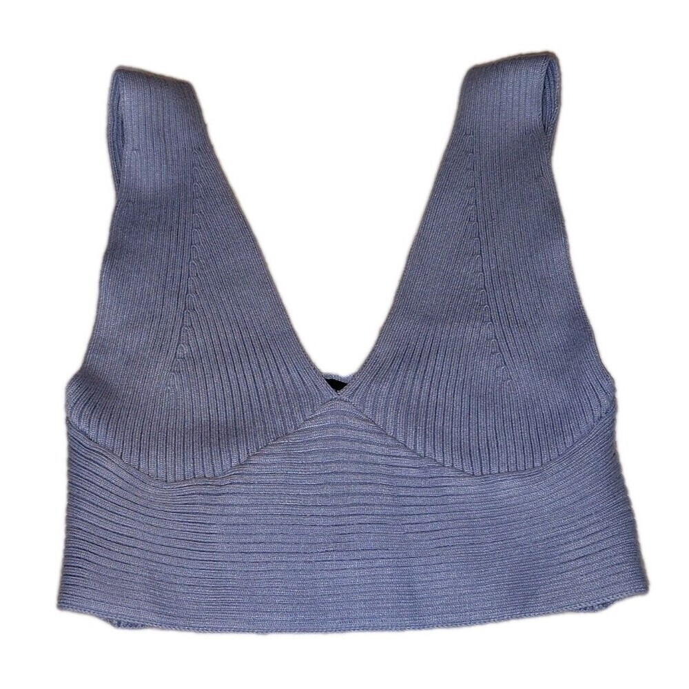 Sincerely Jules Periwinkle Blue Ribbed Knit Crop Tank Top